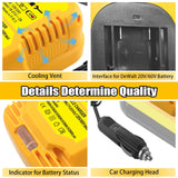 Mini Car Charger Replace for Dewalt 20V 18V Li-ion Battery Use on Car Cigarette w/ LED Indicator Portable Vehicle Charger