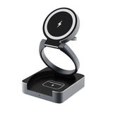 Qi2 Ultra-thin Metal 3-in-1 Foldable Magnetic Wireless Charging Station for IPhone 16 Pro, Watch Ultra 2, AirPods Pro Charger