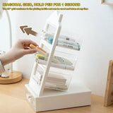2025 2 in 1 Stationery Storage Box with Drawer Slant Plug Pen Holder Large Capacity House Shape Storage Bucket Student