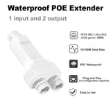 1v2 Port Waterproof POE Repeater IP66 10/100Mbps 1 to 2 PoE Extender with IEEE802.3af/at 48V Outdoor for POE Switch 2 Camera