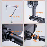 Tablet Stands Bed Desk Holder 360°Flexible Long Arm Mount Clamp for 4-12.9" Screen Laptop Smart Phone Readers Accessories