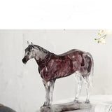 Nordic Horse Sculpture Crystal Resin Horses Statue Figurine Office Home Decoration Desktop Animal Ornament Interior Art Crafts