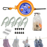 Retractable Clothes Line Outdoors 10m Portable Washing Drying Wind Anti-Skid Line With 20pcs Clothespins Outdoor Favors