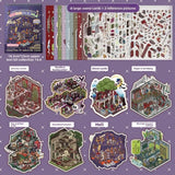 Horror Theme Landscape Sticker PET Haunted Castle Puzzle Stickers Book 8 Scenes 20 Sheets Miniature Scene Stickers DIY Crafts