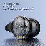 New Mirror Surface Digital Display Soft Silicone Ear Clip Wireless Bluetooth Headphones with Noise Reduction, High-Definition