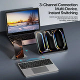 Folding Bluetooth Keyboard with Touchpad PC Phone Holder Foldable Keyboard Wireless PU Leather for iOS/Android/Windows/Mac