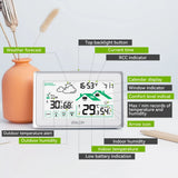 Baldr Wireless Weather Station Digital LCD Temperature Humidity Meter DCF Radio Alarm Clock Calendar Forecast Sensor Frost Point