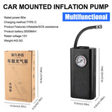 Electric Air Compressor USB Charging Motorcycle Tyre Inflator Multifunctional Portable Bike Pump for Motorbike Auto Bicycle