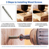 320pcs Wood Screw Kit M3.5 Cross Recessed Fiberboard Screw Zinc Plated Flat Phillips Head Self Tapping Screw for Chipboard