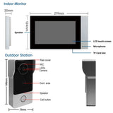 2 Wire 7 Inch Tuya App 1080P Wifi Smart Video DoorPhone Intercom System with Wired Doorbell APP/IC Card Swipe TouchScreen