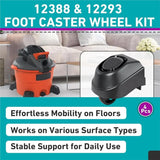 4 Pcs 12388 Foot Caster&12293 Caster Wheel For Ridgid 6 To 16 Gallon Vacuum Wet/Dry Vac Casters,Fit For WD16650 WD06350