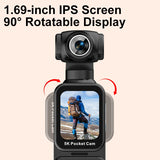 Pocket Action Camera 270° Auto Rotatable Stabilization Touch Screen Sports DV Bodycam Portable Digital Video Recorder