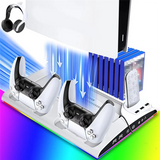 Charging Stand, Multifunctional LED Cooling Stand With Charging Station, 2 Controllers For PS5 PS5 SLIM Console