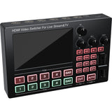 1080p 4 Ports HDMI Video Switcher with Screen Mic Line in Audio Mixing PIP for PC Camera Live Streaming Video Capture Recording