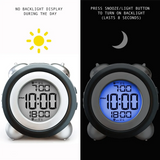 Digital Alarm Clock,Time Date Display Twin Bell Very Loud for Heavy Sleepers Dual Alarm Blue Backlight for Teens LZB