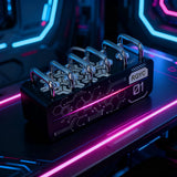 Desktop USB Hub Switch with Ambient Lighting - Metal Body, App Control, Audio Rhythm Light for Gaming Setup & Workspace