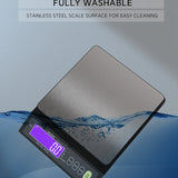 5kg/0.1 Waterproof Electronic Kitchen Scale 10kg Home Digital Rechargeable Stainless Steel Weighing Scale Baking Measuring Tools