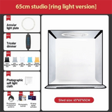 45/65cm Studio LED Light Box with Background Ring Light Board Studio Softbox Folding Photography Box and Bag For Studio Shooting