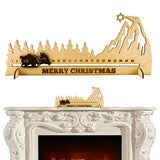 Santa Advent Calendar Wooden Sleigh Advent Calendar With Moving Block Christmas Decoration For Dining Table Fireplace Coffee