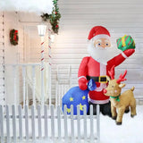 Santa Claus Inflatable Outdoor Decorations 6ft / 183cm Blow Up Santa With Gift Box And Reindeer Giant Lighted Seasonal