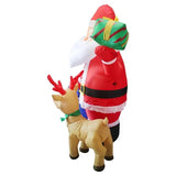 Santa Claus Inflatable Outdoor Decorations 6ft / 183cm Blow Up Santa With Gift Box And Reindeer Giant Lighted Seasonal