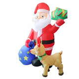 Santa Claus Inflatable Outdoor Decorations 6ft / 183cm Blow Up Santa With Gift Box And Reindeer Giant Lighted Seasonal