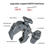 KK-B2-Multifunctional Crab Claw Super Clamp with NATO Base Powerful Fixed Clamp for DSLR Camera Monitors Mic Led Lights-A