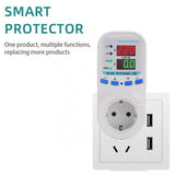 220V Dual Digital Display Overvoltage And Undervoltage Protector Overcurrent And Overload Protection Socket 16A Metering Socket