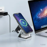 Travel Magnetic Wireless Charging Station 3 in 1 for IPhone 15 14 13 12 Pro/Max,Apple Watch 8, AirPods 3/2,Foldable Phone Hold