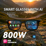 AI Smart Glasses 800W Camera Voice Assistant WiFi Transfer Wear Detection HD Calling Music Playback Life Waterproof Outdoor