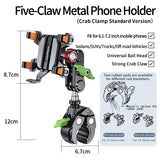 Five Claw Metal Vacuum Adsorption Car Phone Holder Bracket for Off-road Vehicles Sturdy Stable for 6.1-7.2 Inch Phones
