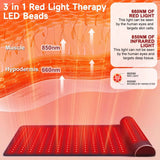 Red Light Therapy Mat with 3D Neck Support - Far Infrared Heating Pad for Full Body Pain Relief, Muscle Recovery & Relaxation -