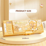 New Double Layer Pencil Case Large Capacity with Combination Lock Stationery Box Mechanical Pen Box School Office