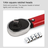 Adjustable Torque Wrench 1/4 Inch Drive 5-25N.m Red Black Silver Metal Hand Tool 270mm 10.6in Spanner for Bicycle Motorbike Car