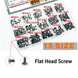 450pcs M2 M2.5 M3 Laptop Computer Screws Kit Set for SSD IBM HP Dell Lenovo Sony Toshiba Gateway Acer Hard Drive SATA, (15-Size)