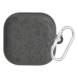 Engraved Flower Protective Skin Cover for Samsung Galaxy Buds4/4Pro Protective Earbuds Case with Keychain Scratch-Resistant