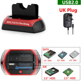 USB to 2.5/3.5" SATA IDE Hard Drive HDD SSD Reader Docking Station Dual Bay External Disk Box
