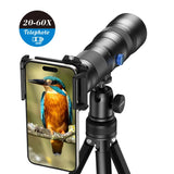APEXEL T60 Cell Phone Monocular Telescope 20-60X Telephoto HD Telescope Phone Lens Monoculars Zoom Kit with Triangle Bracket