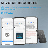 AI Magnetic Digital Voice Recorder ChatGPT Audio Activated Recorder Voice-to-Text  for Meetings