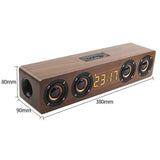 W8C 12W Wooden Bluetooth Speaker With 4 Loudspeakers 52mm Diameter TF Card Playback 3.5mm AUX Audio Input FM Radio Clock & Alarm