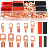 150pcs Battery Cable Ends Awg 2 4 6 8 10 Gauge Wire Connectors ,Battery Terminal connectors Cable Lugs Ring Heat Shrink Tubing