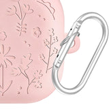 Engraved Flower Protective Skin Cover for Samsung Galaxy Buds4/4Pro Protective Earbuds Case with Keychain Scratch-Resistant