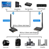 50m 2.4GHz Transmitter Receiver 5.8G Wireless Audio Adapter Sound System with Volume Control for R/L 3.5mm RCA Subwoofer Speaker