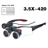 Premium Lab Magnifier with LED Headlight Optical Lab Loupes for Dentist Binocular Magnifying Glasses with Headlamp for Surgery