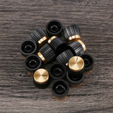 15Pcs Guitar AMP Amplifier Push on Fit Knobs Black with Gold Aluminum Cap Top Fits 6Mm Diameter Pots Marshall Amplifiers