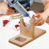 Wooden Hot Glue Holder Universal Tabletop Tools Storage Holder Hot Melt Glue Support Stand Base No Messy for Hobby Professionals