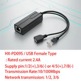 New POE Splitter 48V to 5V USB Female / tpye-C 100Mbps and1000Mbps Gigabit POE Camera Injector Power Supply for Huawei Hikvision
