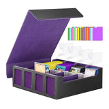 Trading Card Storage Box With Window, 4-Row Deck Case With Removable Lid,Card Deck Box For Game Sports Card
