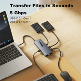 10-In-1 Type-C HUB 4K 60Hz USB C Hub Type C To Ethernet Port PD 100W USB 3.0 Hub SD/TF Card Slot For Laptop Tablet