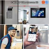 Wireless Wifi Video Doorbell System, 1080P Doorphone Door Camera, 7 Inch 2pcs Touch Screen, Video Intercom for Home 2 Wire